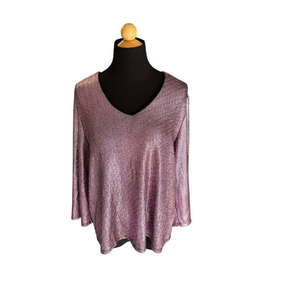 CARMELA PINK METALLIC GLITTER TOP BLOUSE - Picture 3 of 7